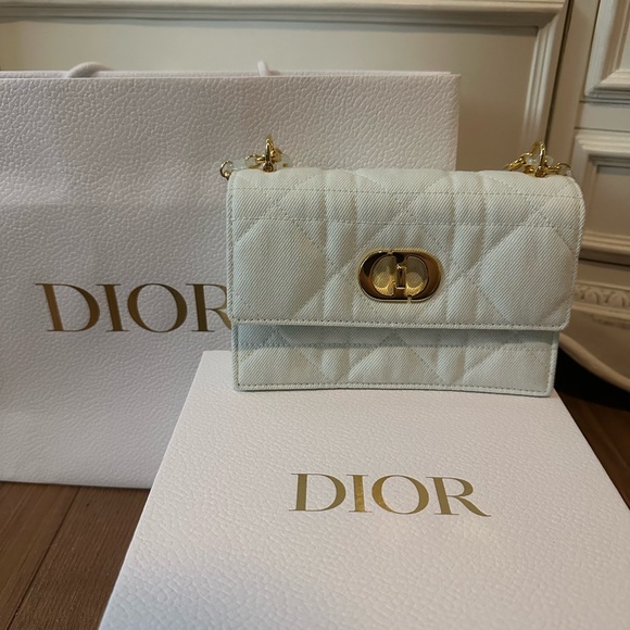 Dior Brand New Caro Crossbody Bag Custom Light Blue Color with Chain - Picture 1 of 12